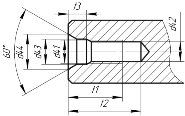 Чертеж отверстия с резьбой